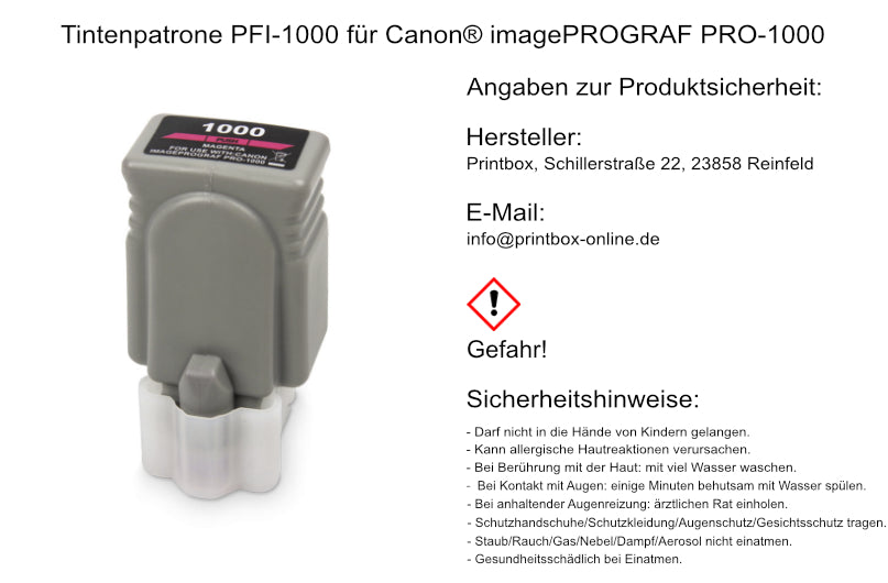 Ink cartridge PFI-1000 compatible for Canon® imagePROGRAF PRO-1000