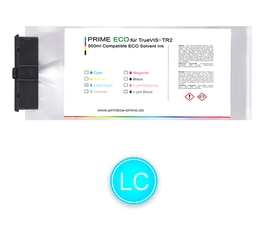 500ml Eco-Solvent Tintenbeutel kompatibel für Roland® TrueVIS TR2 Light Cyan