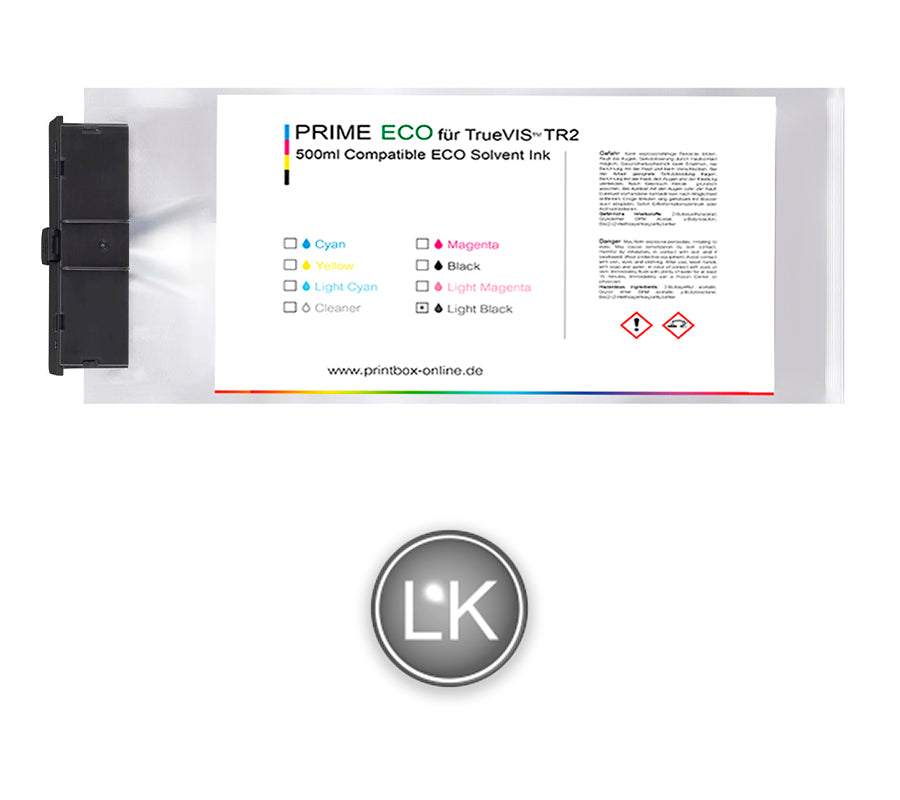 500ml Eco-Solvent Tintenbeutel kompatibel für Roland® TrueVIS TR2 Light Black