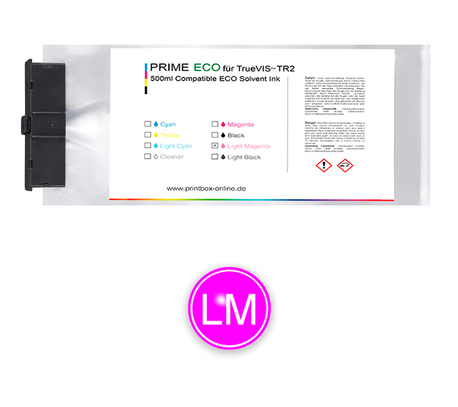 500ml Eco-Solvent Tintenbeutel kompatibel für Roland® TrueVIS TR2 Light Magenta