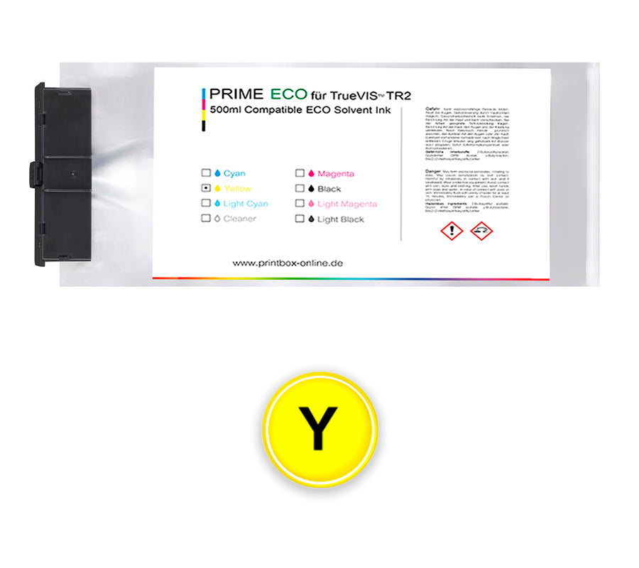 500ml Eco-Solvent Tintenbeutel kompatibel für Roland® TrueVIS TR2 Yellow