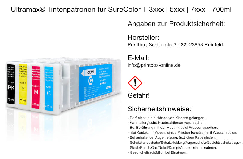 Ultramax® pigment ink cartridges for SureColor T-3xxx | 5xxx | 7xxx - 700ml