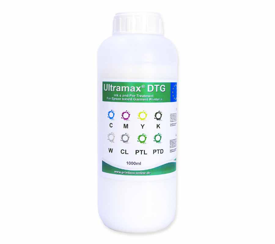 1L Ultramax® DTG ink for textile printing direct printing made in the EU