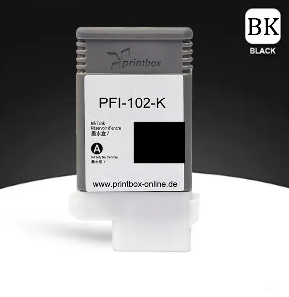 Black alternative Tinte für Canon® IPF 500 600 700 Serie ersetzt PFI-102BK