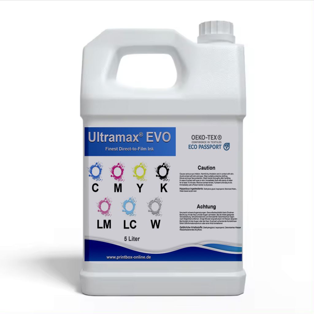 5 Liter Ultramax® EVO Weiss DTF Tinte mit OEKO-TEX® Zertifikat