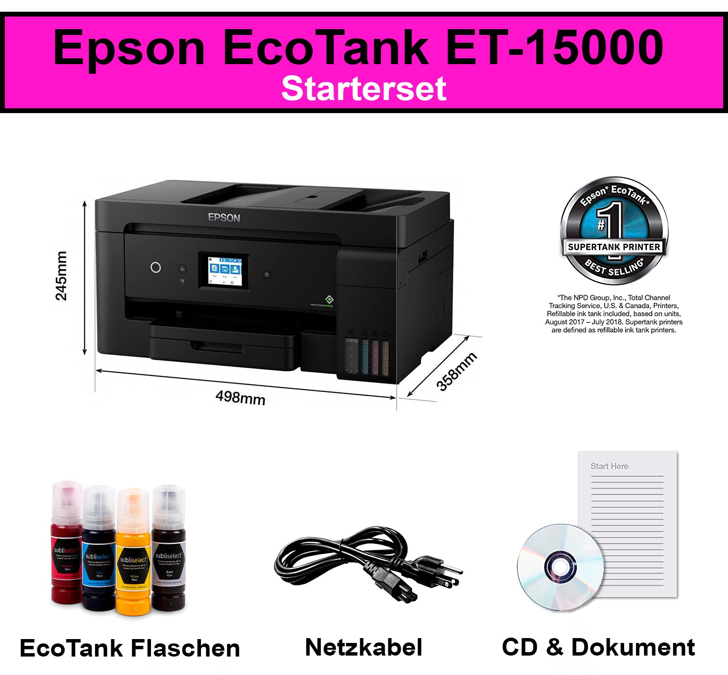 Epson® DIN A3+ ECOTANK sublimation printer with Subliselect® starter set