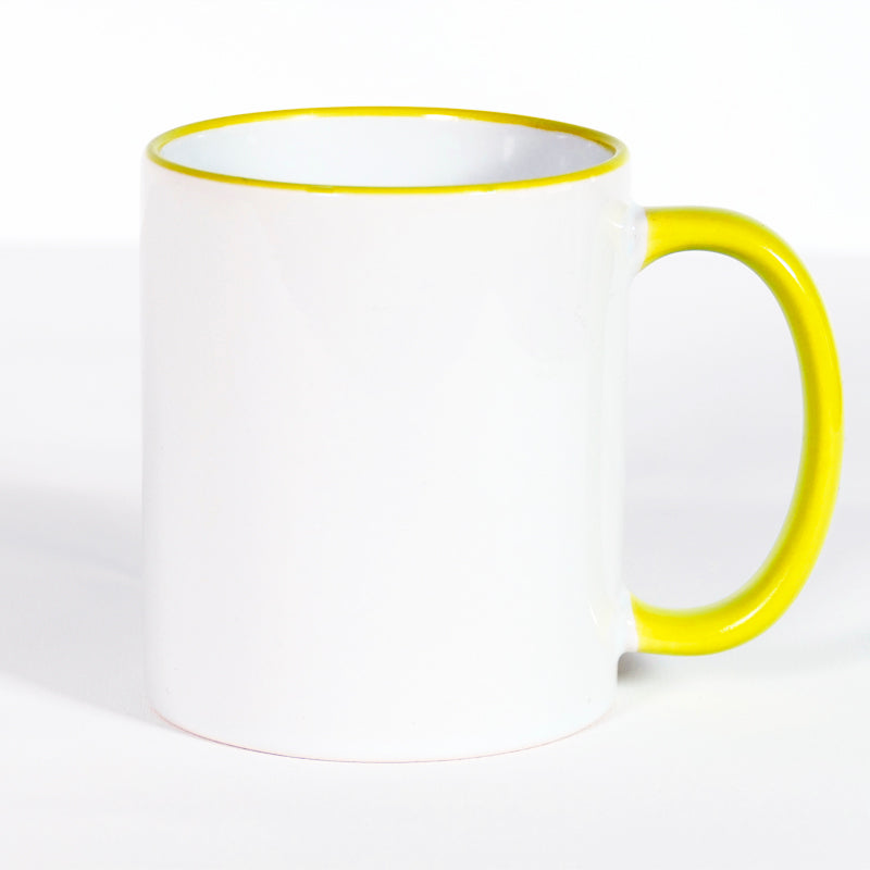 Subliking® Tasse mit farbigem Rand und Henkel 11oz in Gelb