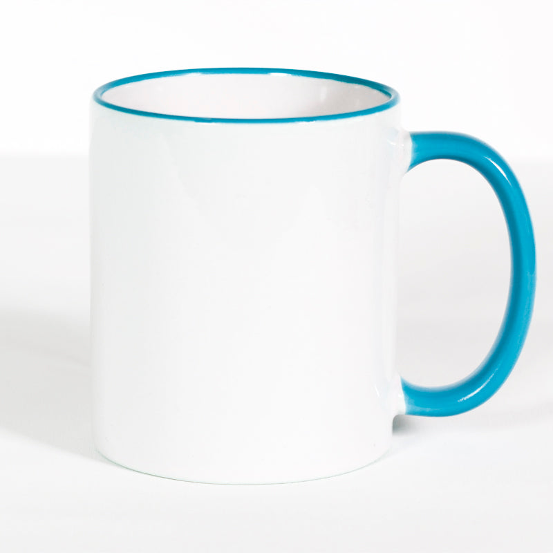 Subliking® Tasse mit farbigem Rand und Henkel 11oz in Hellblau
