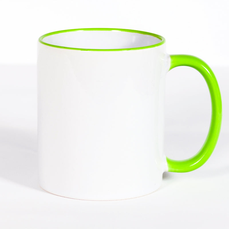 Subliking® Tasse mit farbigem Rand und Henkel 11oz in Hellgrün