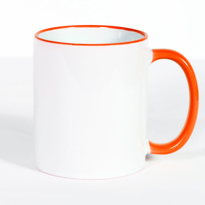 Subliking® Tasse mit farbigem Rand und Henkel 11oz in Orange