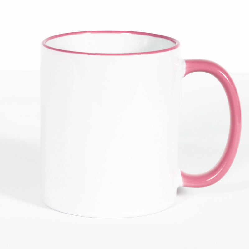 Subliking® Tasse mit farbigem Rand und Henkel 11oz in Pink