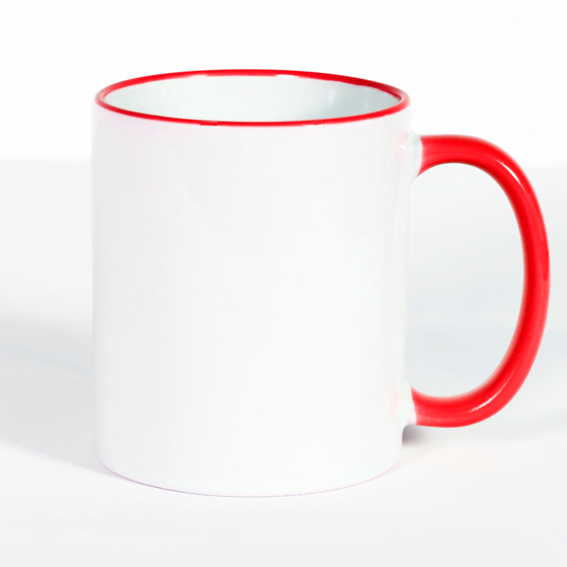 Subliking® Tasse mit farbigem Rand und Henkel 11oz in Rot