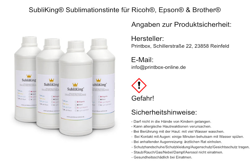 SubliKing® sublimation ink for Ricoh®, Epson® &amp; Brother®