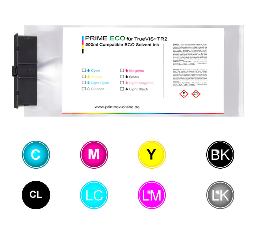 Prime ECO 500ml ink bag compatible with Roland® TrueVIS TR2